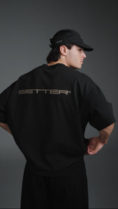 SETTER® "AFFILIATED" T-SHIRT - BLACK / TAUPE LATTE LOGOS