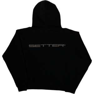 SETTER® "AFFILIATED" HEAVY CROP HOODIE - BLACK/TAUPE LATTE LOGOS