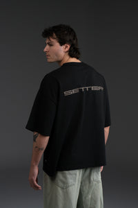 SETTER® "AFFILIATED" T-SHIRT - BLACK / TAUPE LATTE LOGOS