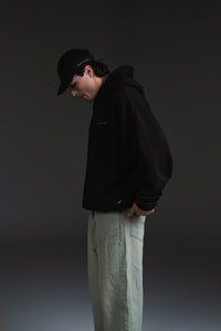 SETTER® "AFFILIATED" HEAVY CROP HOODIE - BLACK/TAUPE LATTE LOGOS