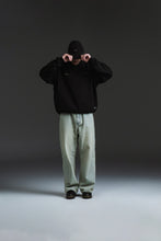 Load image into Gallery viewer, SETTER® &quot;AFFILIATED&quot; HEAVY CROP HOODIE - BLACK/TAUPE LATTE LOGOS
