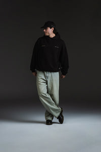 SETTER® "AFFILIATED" HEAVY CROP HOODIE - BLACK/TAUPE LATTE LOGOS