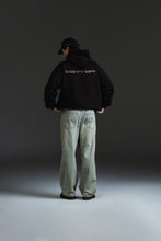 Load image into Gallery viewer, SETTER® &quot;AFFILIATED&quot; HEAVY CROP HOODIE - BLACK/TAUPE LATTE LOGOS
