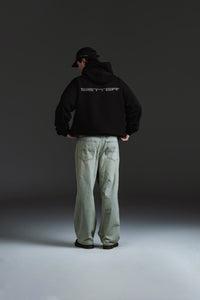 SETTER® "AFFILIATED" HEAVY CROP HOODIE - BLACK/TAUPE LATTE LOGOS