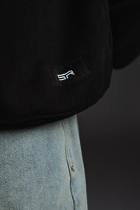 SETTER® "AFFILIATED" HEAVY CROP HOODIE - BLACK/TAUPE LATTE LOGOS